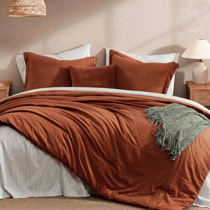 7-Pieces Microfiber Comforter Set, with Double Sided Storage Pockets, 1 Comforter, 2 Pillowcases, 2 Shams, 1 Flat & 1 Fitted Sheet