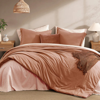 7-Pieces Microfiber Comforter Set, with Double Sided Storage Pockets, 1 Comforter, 2 Pillowcases, 2 Shams, 1 Flat & 1 Fitted Sheet
