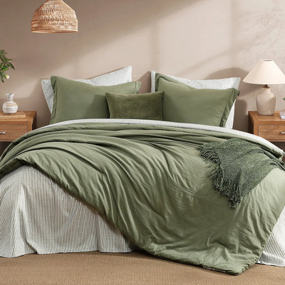 7-Pieces Microfiber Comforter Set, with Double Sided Storage Pockets, 1 Comforter, 2 Pillowcases, 2 Shams, 1 Flat & 1 Fitted Sheet