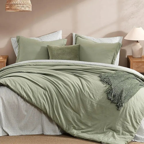 7-Pieces Microfiber Comforter Set, with Double Sided Storage Pockets, 1 Comforter, 2 Pillowcases, 2 Shams, 1 Flat & 1 Fitted Sheet